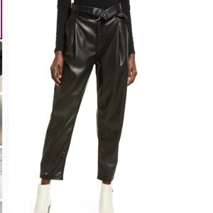 Open Edit Faux Leather Trousers In Black / Size Small